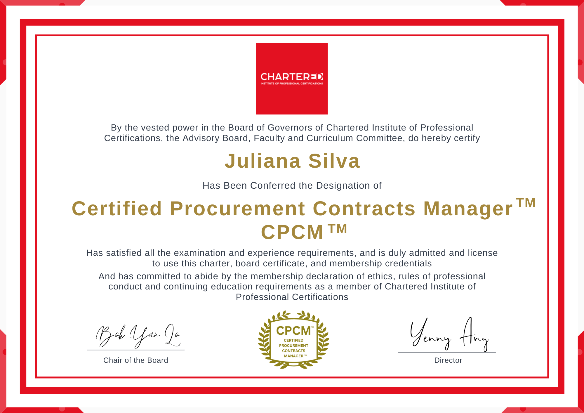 Certified Procurement Contracts Manager (CPCM™) Chartered Institute